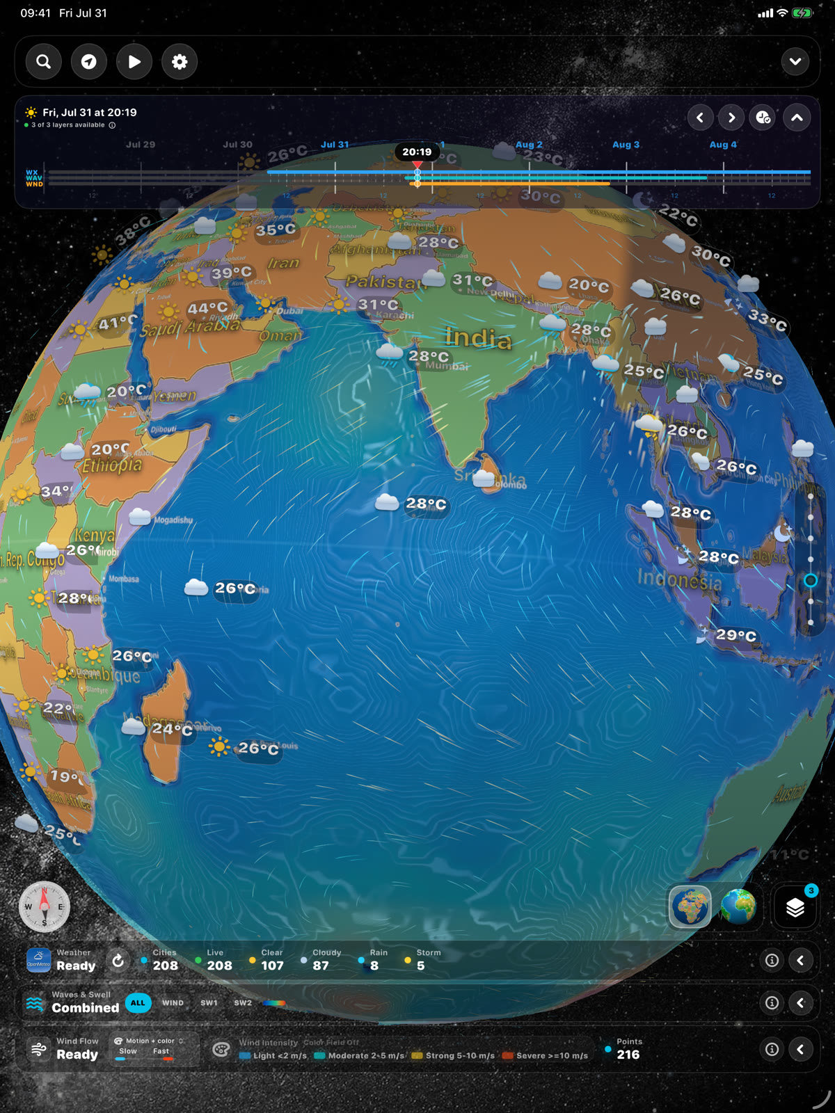 Wind-flow streamlines across the Atlantic